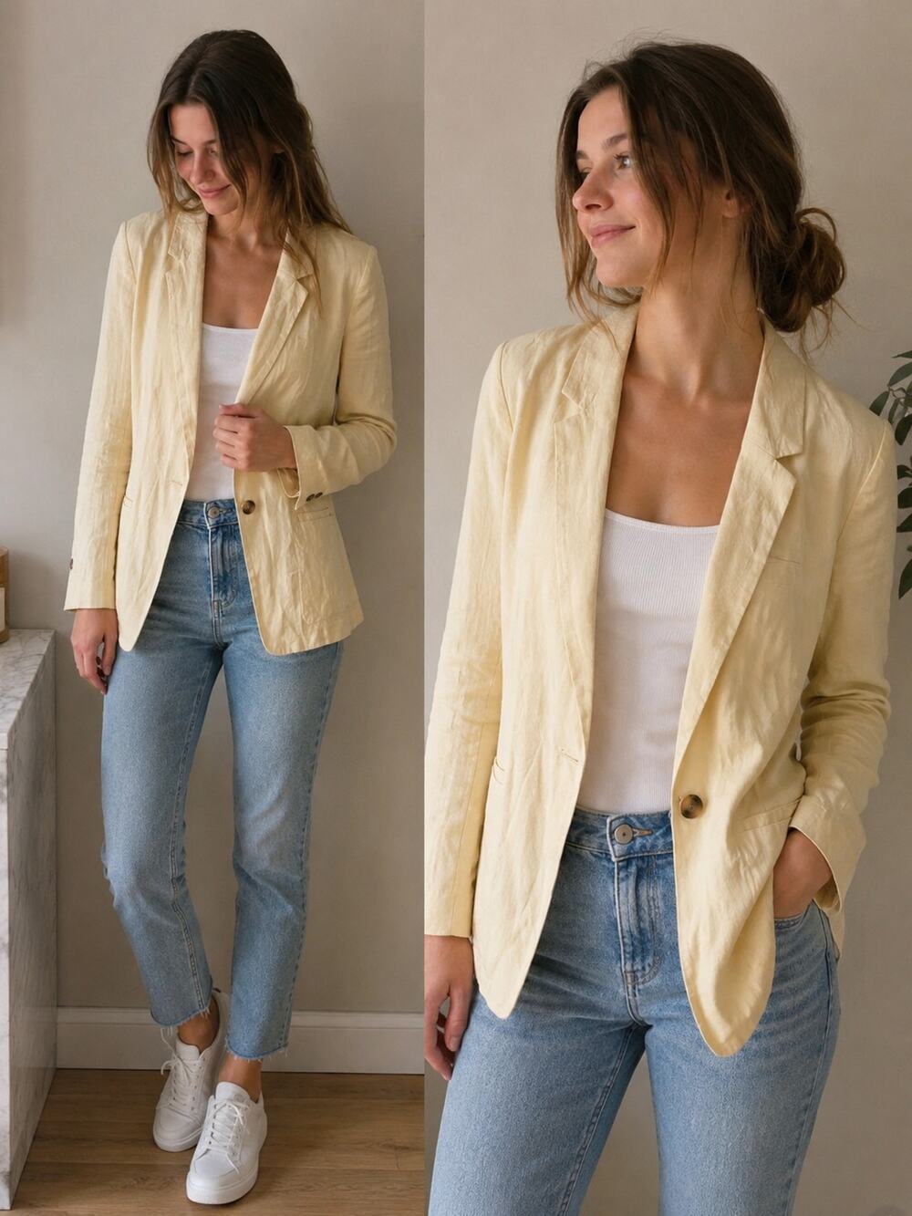 LC Lauren Conrad Women’s Small Yellow Blazer Lightweight One Button Jacket